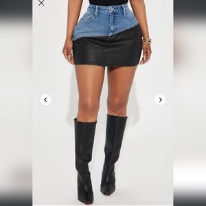 Fashion Nova Blue and Black Mini Skirt